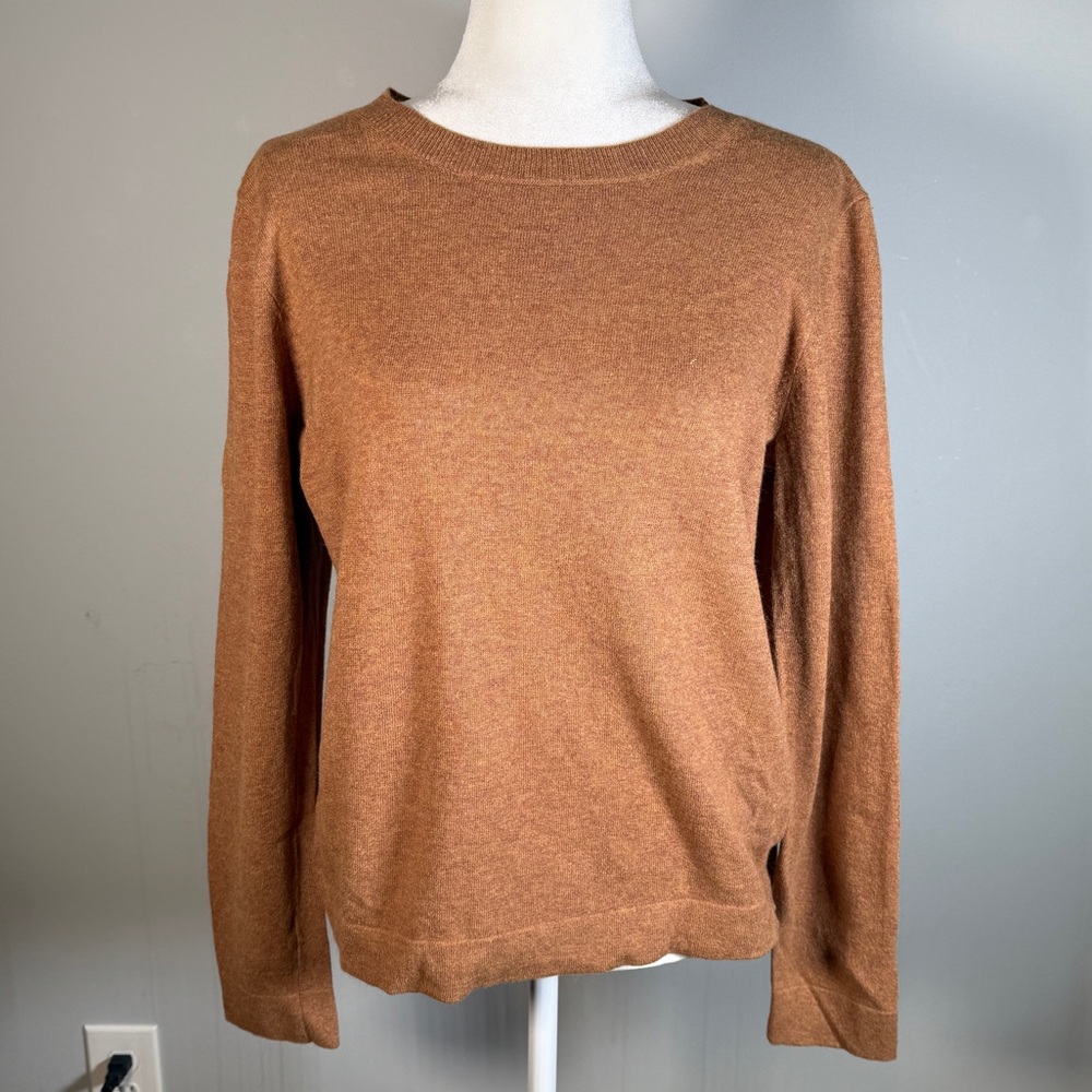 J Crew Teddie Womens Crewneck Wool Blend Brown Terracotta Womens Size Large